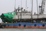 The South Korean warship was ripped in two.