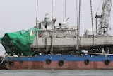 The stern of the South Korean warship PCC-772 Cheonan