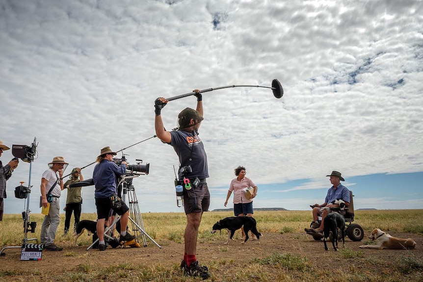 Actors and crew members film ABC TV series Total Control film in Winton, outback Queensland