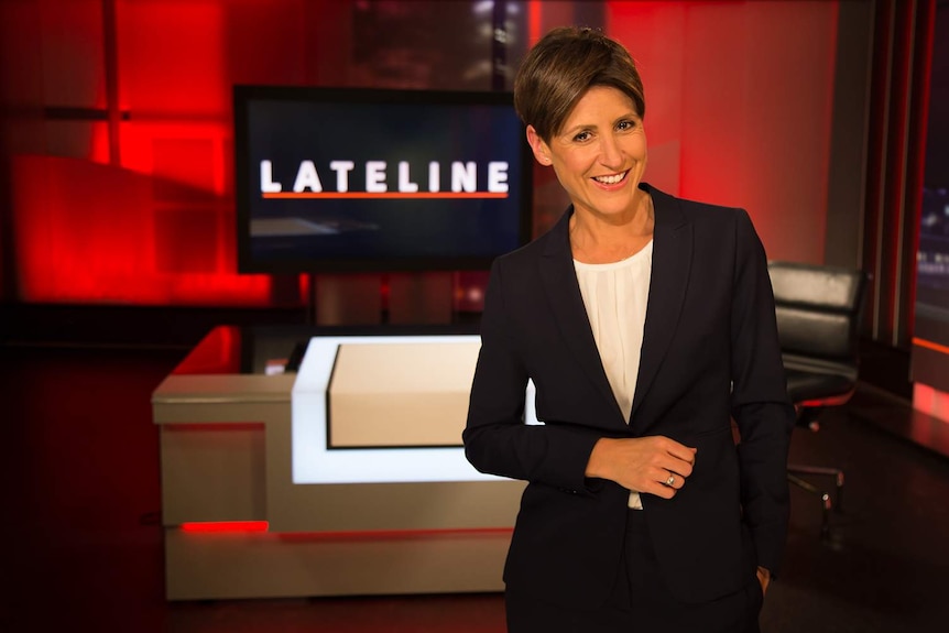 Emma Alberici on the Lateline set during the show's final week.