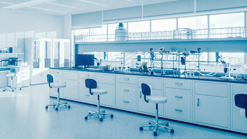 empty science laboratory with equipment