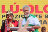 Timor-Leste presidential candidate Francisco Gutteres (L) is seen with former president Xanana Gusmao.