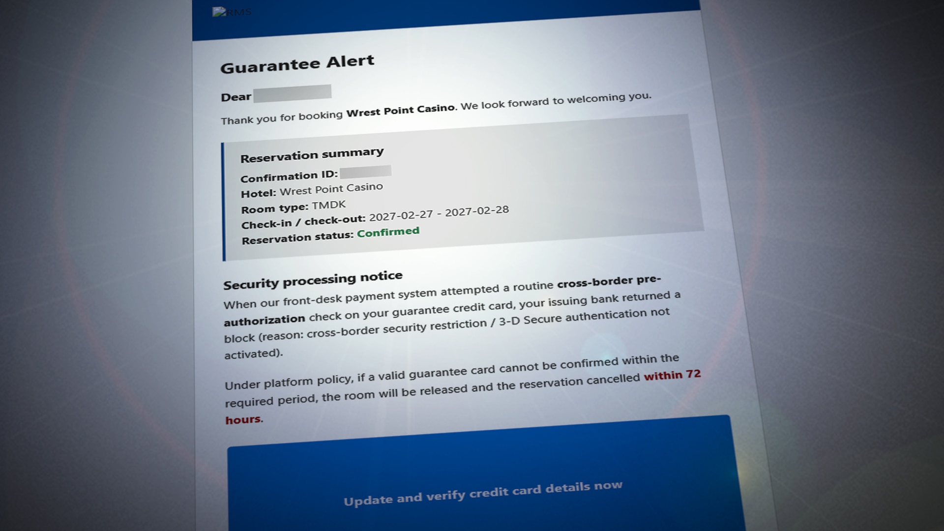 'Convincing' scam email used real booking number, check-in dates