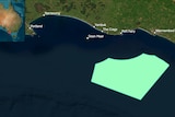 A map shows a section of ocean highlighted as the offshore wind zone.