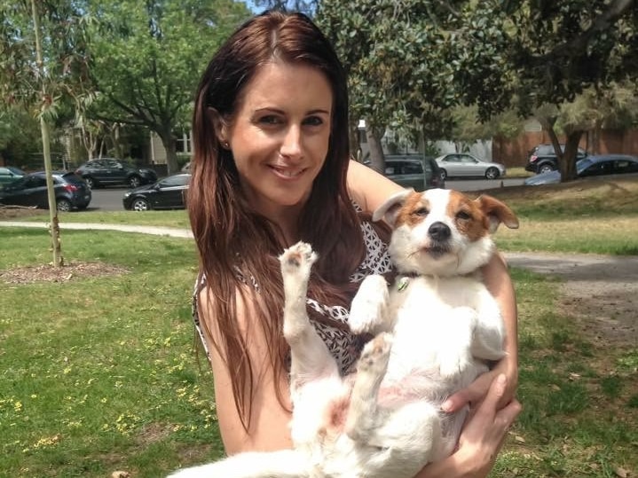 Rebecca Temple with her dog Ruby-Lee.