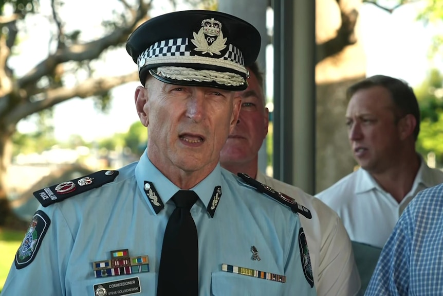 Queensland police commissioner Steve Gollschewski speaking to reporters in Townsville