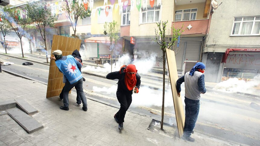 Police spray tear gas