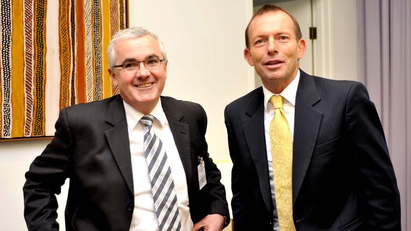 Andrew Wilkie (left) meets with Tony Abbott