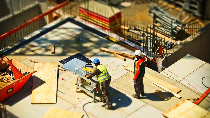 Workers on construction site