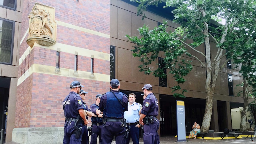 Police outside Parramatta Local Court