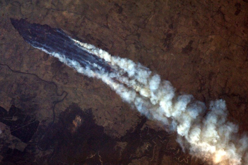 Aerial view of a fire taken from the International Space Station by Canadian astronaut Chris Hadfield.