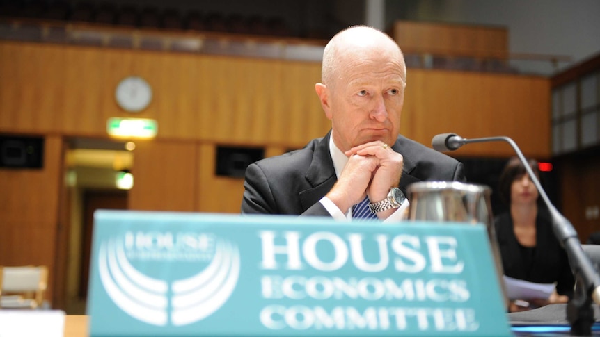 Glenn Stevens at the House Economics committee hearing.