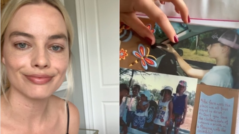 Australian actress Margot Robbie shares a video with her Instagram followers featuring persona childhood photos
