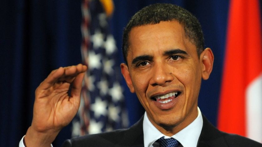 Barack Obama speaks to media at end of Copenhagen conference.