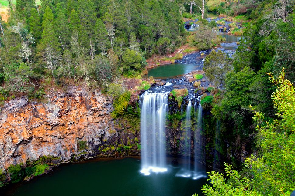 Bird's eye view of waterfall