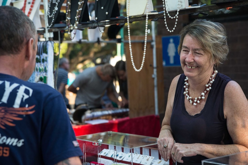 Phillippa Doyle selling pearls at Mindil Markets