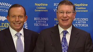 Prime Minister Tony Abbott with Victorian Premier Denis Napthine, April 29, 2014