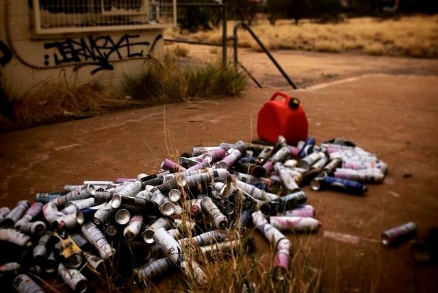 Empty deodorant cans in Alice Springs