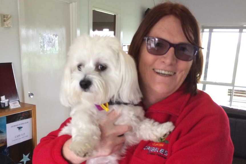 PTSD patient Michelle with her Maltese terrier Bobby