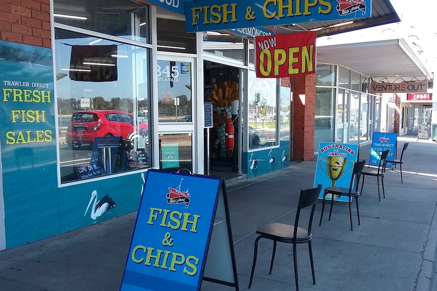 A fish and chip shop seen from the street