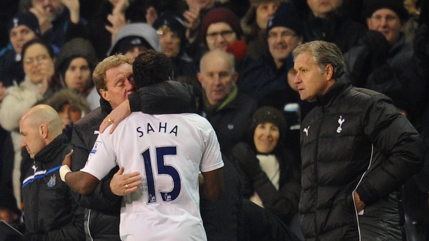 For the boss ... Louis Saha bagged a brace in Tottenham's 5-0 rout of Newcastle.