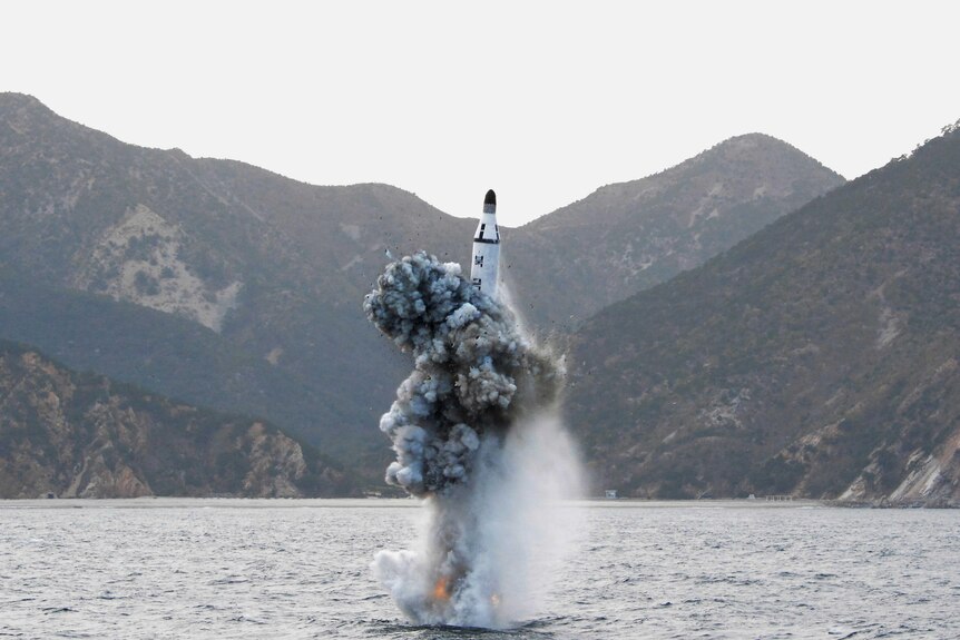 Underwater test-fire of strategic submarine ballistic missile.