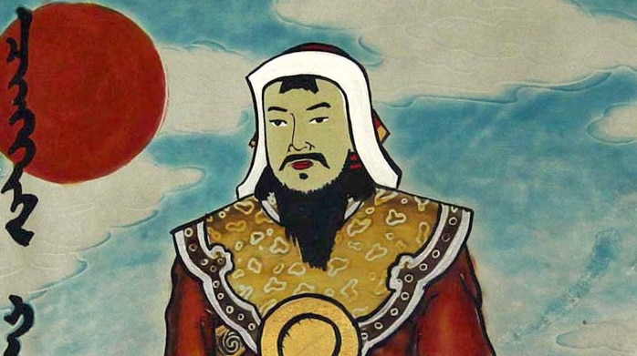 Painting of the former Mongolian Emperor Genghis Khan