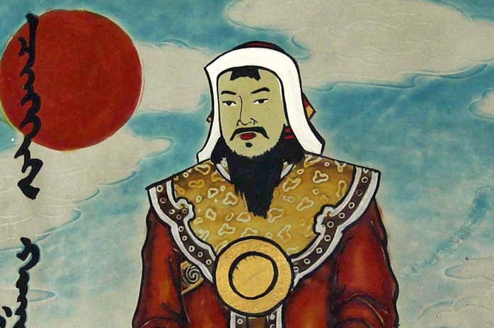 A painting of the former Mongolian Emperor Genghis Khan