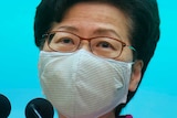 Hong Kong Chief Executive Carrie Lam wearing a mask.