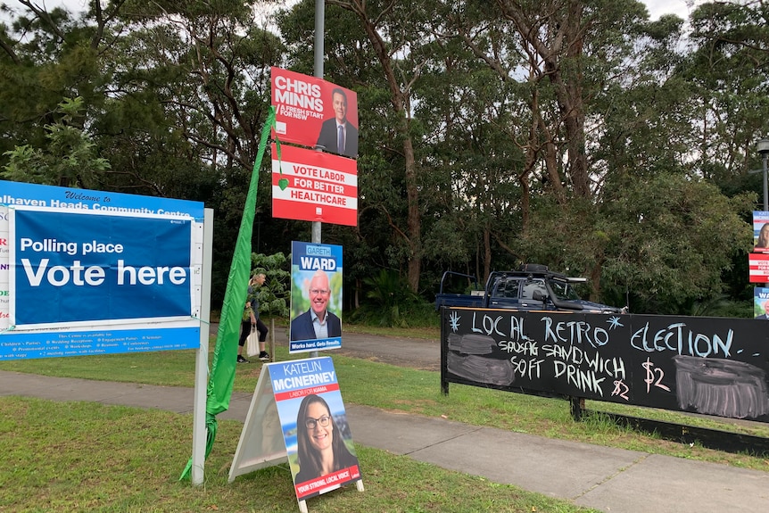 Voting signage on election day in NSW