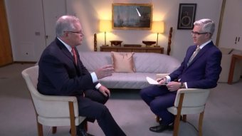 Scott Morrison sits in a chair facing David Speers.