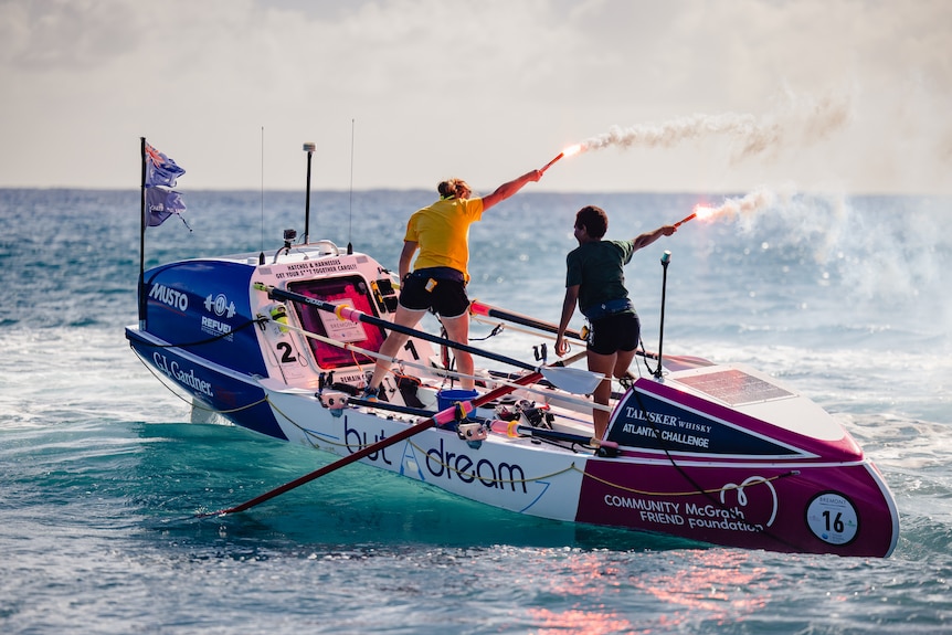 Rosie Arnel and Angela Lawrence aboard their boat But a Dream