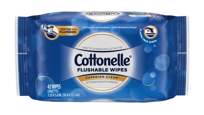 A packet of plastic flushable wipes.