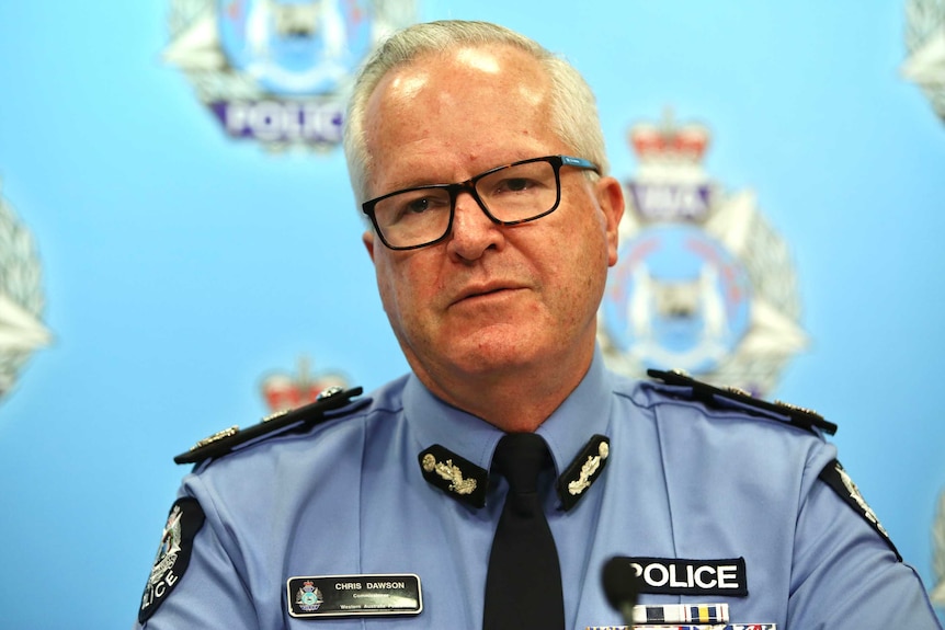 WA Police Commissioner Chris Dawson speaks at a media conference at police HQ in East Perth.
