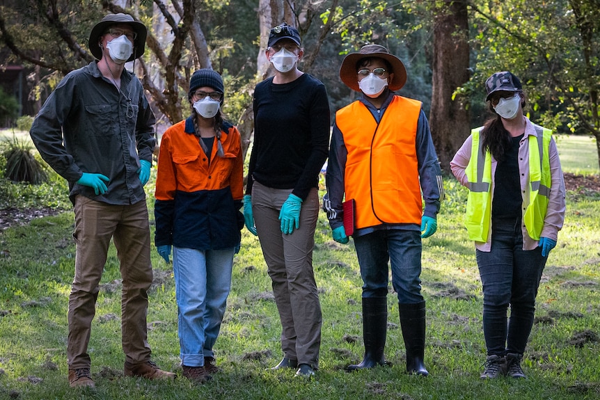 Photo of a group of people with face masks on.