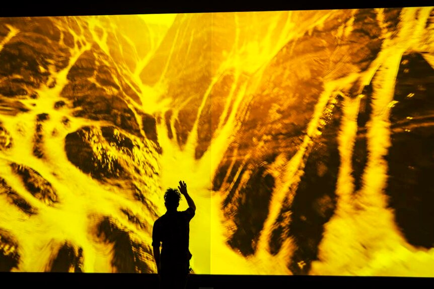 Geology 2015: a real-time 3D environment projected at over 16 metres wide in one of the MCA's double-height galleries.