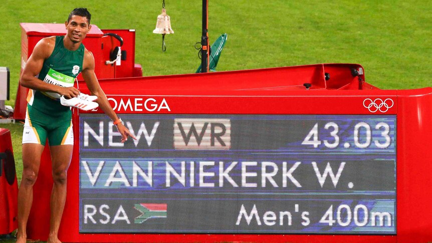 South Africa's Wayde van Niekerk after the men's 400m final at the Rio Olympics.