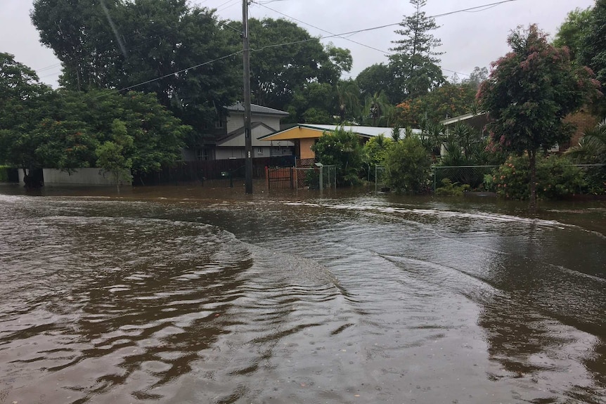Water fills the streets of Jolimont street