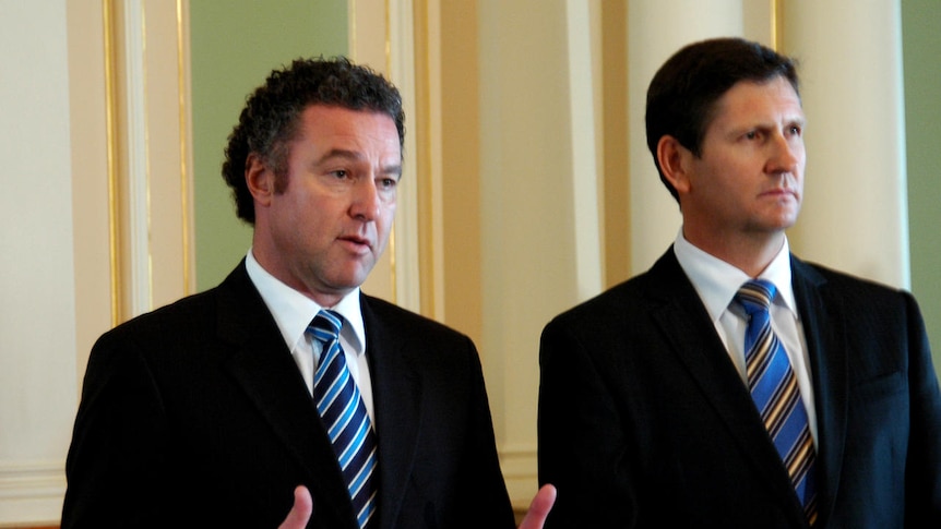 John-Paul Langbroek (left) and Lawrence Springborg stood aside following Campbell Newman's announcement.