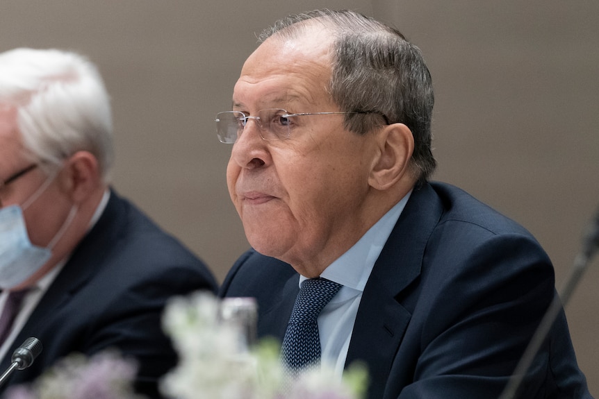 Close up of Sergey Lavrov.