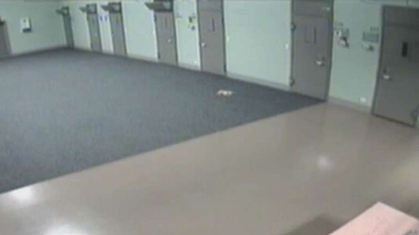 Police have released this video of a mobile phone allededly being dragged between jail cells at Lith
