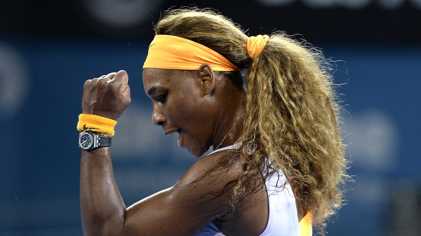 Serena Williams celebrates a point