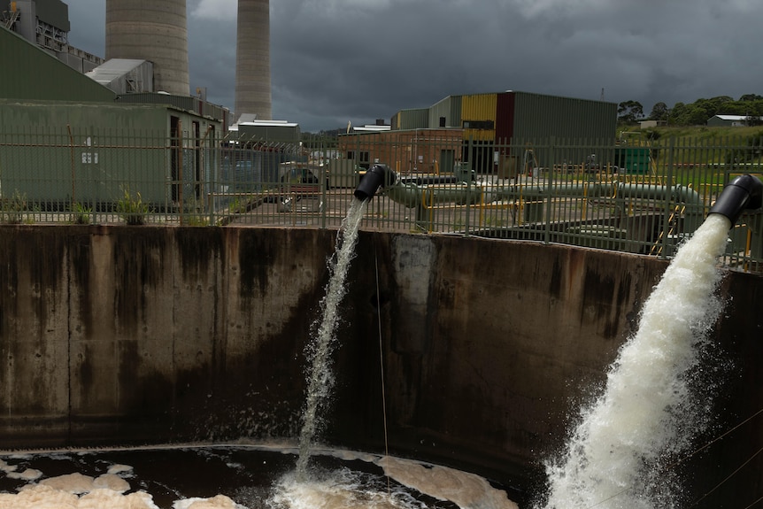 Water rushes out of a power station