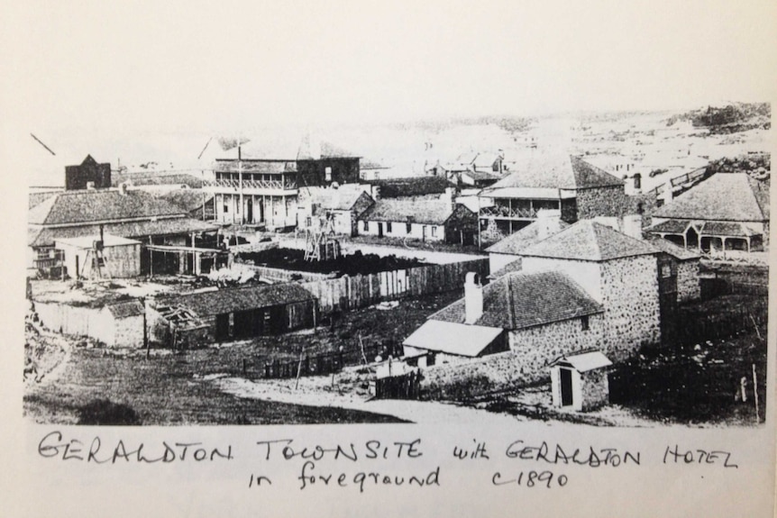 A black and white photo of Geraldton showing nothing but a few houses.