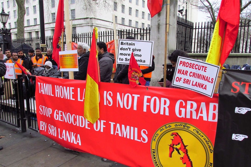 A 2017 London protest in support of Sri Lanka's Tamil population