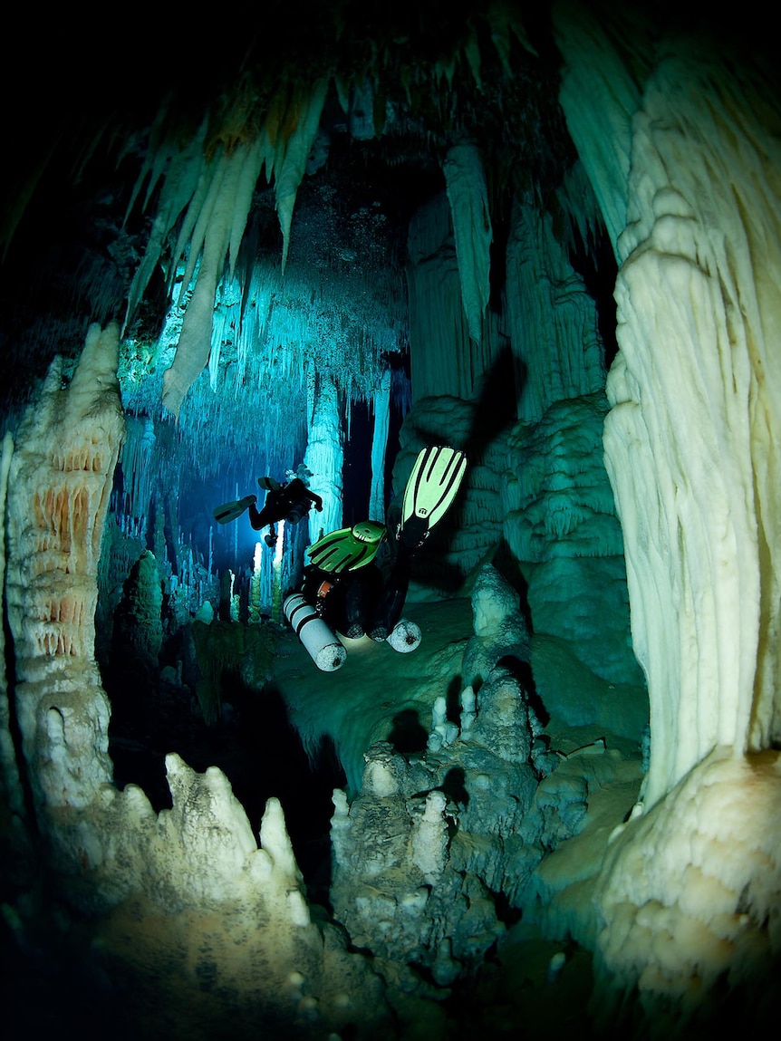 Diving Bahamas cave