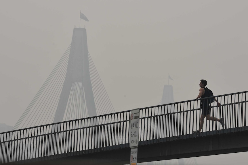 Smoke haze is seen over Sydney Skyline on December 10, 2019 in Sydney, Australia.