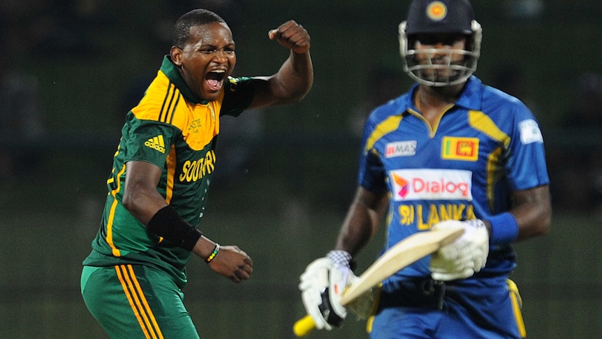 Tsotsobe celebrates against Sri Lanka