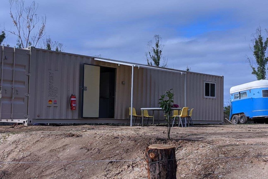 Exterior of the 40-foot container which will be home to the Willis family.