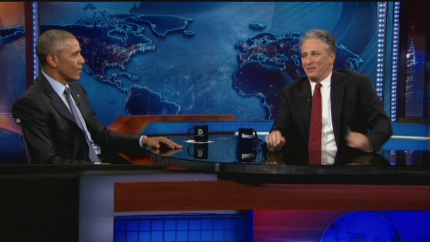 Barack Obama on The Daily Show: 'Jon Stewart cannot leave'